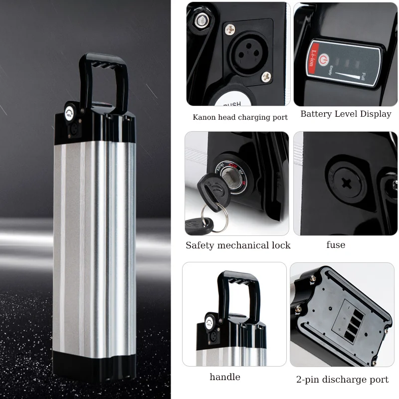 15Ah/18Ah Silver 350W 500W 750W Bottom Discharge 36V/48V Silver Fish Li-ion Battery Pack with Charger
15Ah/18Ah Silver 350W 500W 750W Bottom Discharge 36V/48V Silver Fish Li-ion Battery Pack with Charger