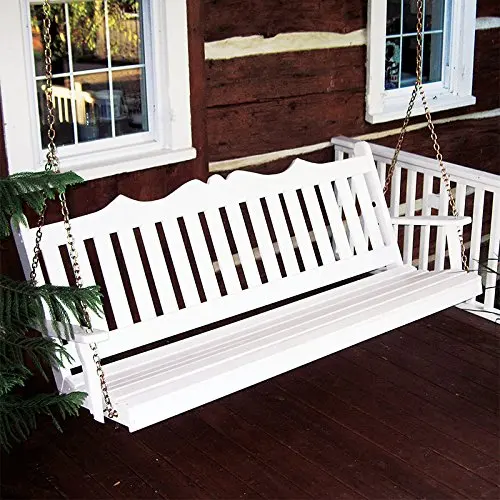 5-Foot White Wooden Hanging Swing With Decorative Scalloped Back For Outdoor Porch, Deck Or Veranda Seating
5-Foot White Wooden Hanging Swing With Decorative Scalloped Back For Outdoor Porch, Deck Or Veranda Seating