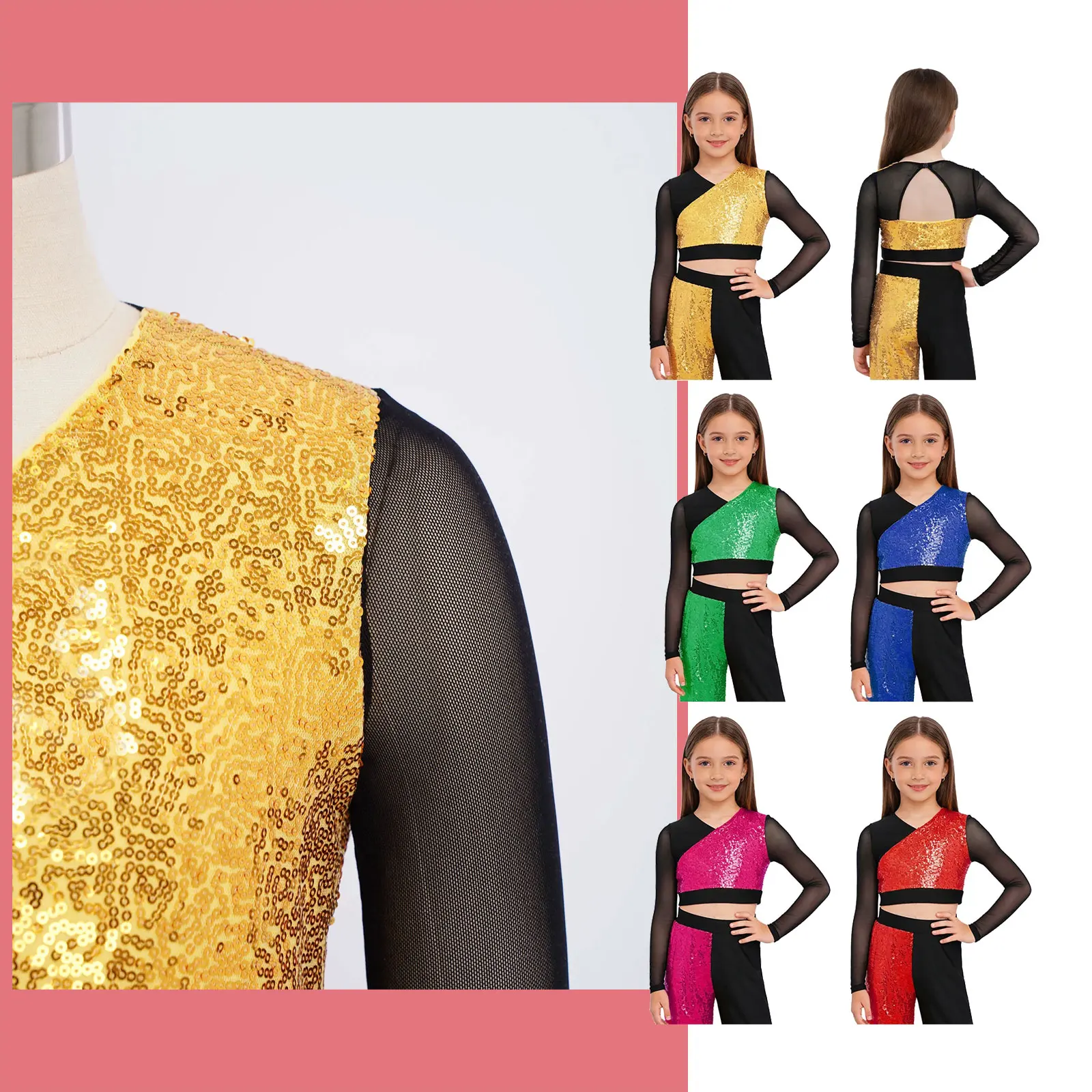 Kid Girls Color Block Crop Top Gymnastics Hip Hop Jazz Dance Performance Costume Sparkly Rhinestones T-shirts for Stage Show
Kid Girls Color Block Crop Top Gymnastics Hip Hop Jazz Dance Performance Costume Sparkly Rhinestones T-shirts for Stage Show