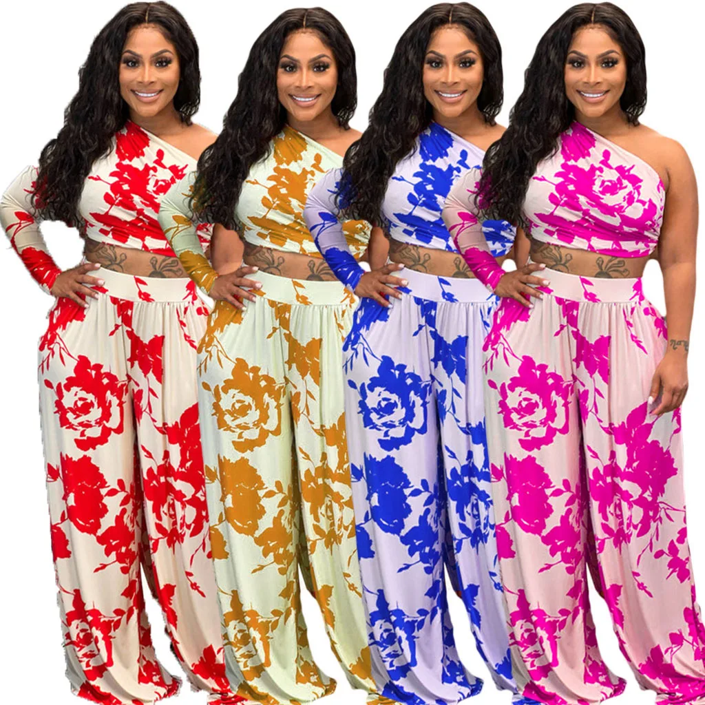 Summer Women 2 Piece Set One Sleeve Crop Top and High Waist Wide Leg Pants Matching Set Fitness Outfits Street Tracksuit
Summer Women 2 Piece Set One Sleeve Crop Top and High Waist Wide Leg Pants Matching Set Fitness Outfits Street Tracksuit