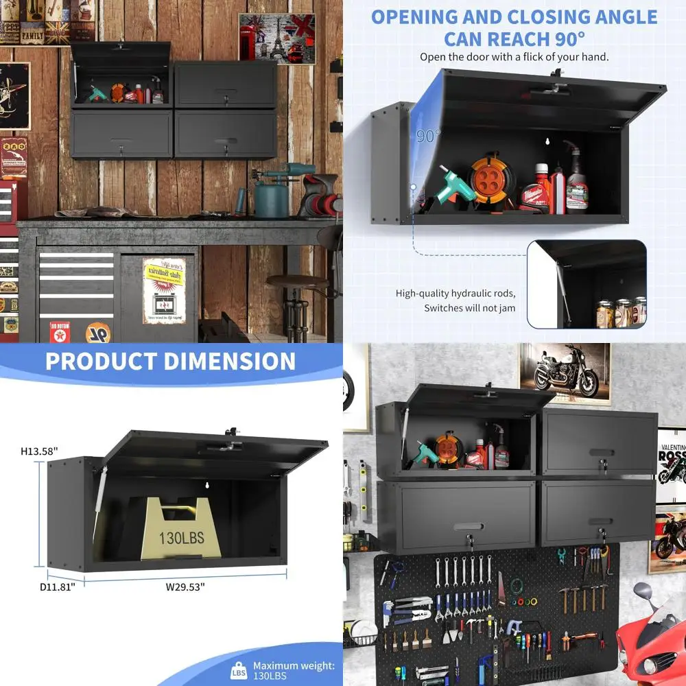 Secure Wall-Mounted Metal Garage Cabinet with Flip-Up Door for Storage in Utility Rooms
Secure Wall-Mounted Metal Garage Cabinet with Flip-Up Door for Storage in Utility Rooms