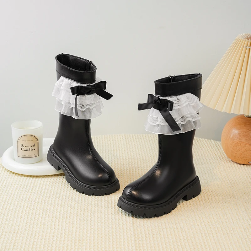 Модные кожаные сапоги с кружевным бантом для девочек, детские непромокаемые детские сапоги принцессы на меховой подкладке, осенью и зимой
Модные кожаные сапоги с кружевным бантом для девочек, детские непромокаемые детские сапоги принцессы на меховой подкладке, осенью и зимой