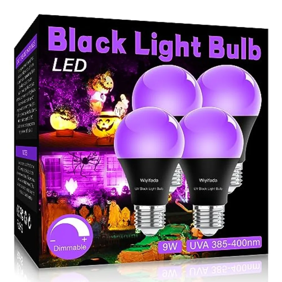 LED Black Light Bulbs, A19 9W UV Black Light Replace Up to 100W, 120V E26 Base UVA Level 385-400nm, Glow in The Dark for Body P
LED Black Light Bulbs, A19 9W UV Black Light Replace Up to 100W, 120V E26 Base UVA Level 385-400nm, Glow in The Dark for Body P