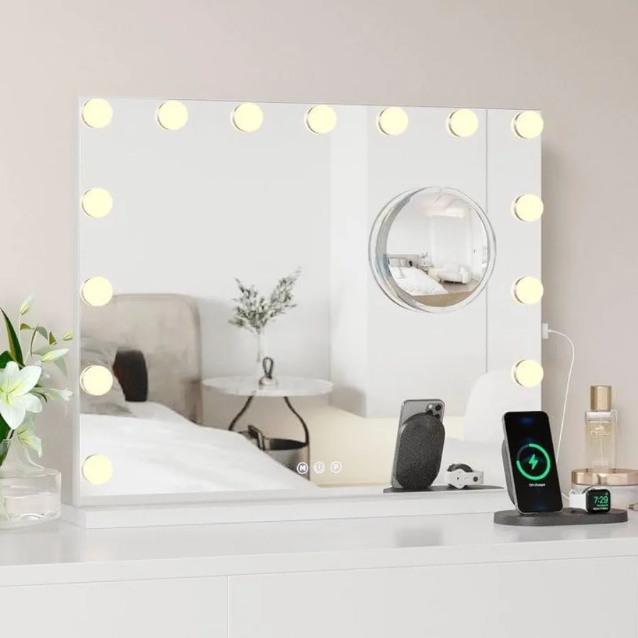 Vanity Mirror with Lights, Vanity Mirror with 15 Dimmable LED Bulbs, Makeup Mirror with Lights, and 3X Magnification Mirror, Sm
Vanity Mirror with Lights, Vanity Mirror with 15 Dimmable LED Bulbs, Makeup Mirror with Lights, and 3X Magnification Mirror, Sm