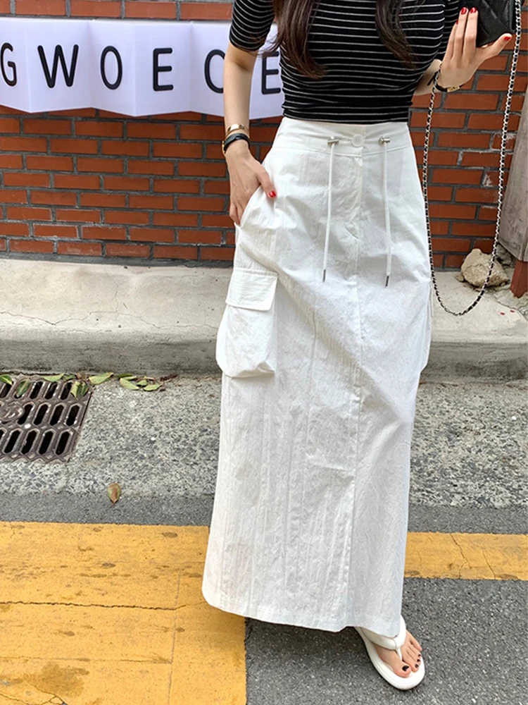 2024 Korean Cargo Skirt Summer Drawstring Waist Utility Skirt Women's Stylish Multi-Pocket A-Line Mini Dress Casual Streetwear
2024 Korean Cargo Skirt Summer Drawstring Waist Utility Skirt Women's Stylish Multi-Pocket A-Line Mini Dress Casual Streetwear