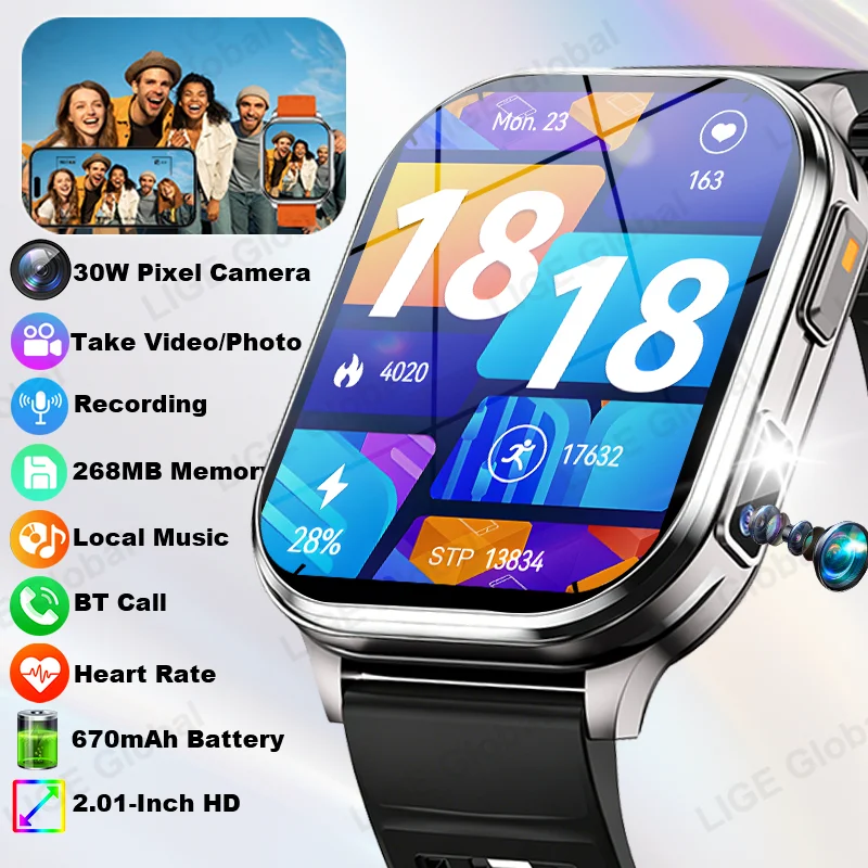 LIGE 2026 New Smartwatch With Camera Photos Record Video Flashlight Local Music 670mAh Sports Fitness Bracelet BT Call Watches
LIGE 2026 New Smartwatch With Camera Photos Record Video Flashlight Local Music 670mAh Sports Fitness Bracelet BT Call Watches