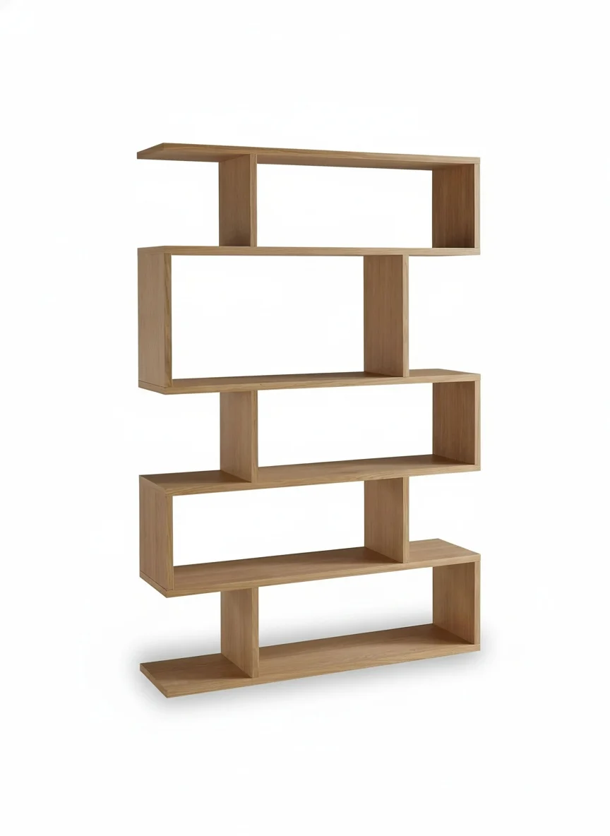 Modern Floor Bookshelf, 180x120x30cm MDF Oak Veneer, Wide Display Bookcase, 5-Tier Geometric Wood Storage Shelf, for Living Room
Modern Floor Bookshelf, 180x120x30cm MDF Oak Veneer, Wide Display Bookcase, 5-Tier Geometric Wood Storage Shelf, for Living Room