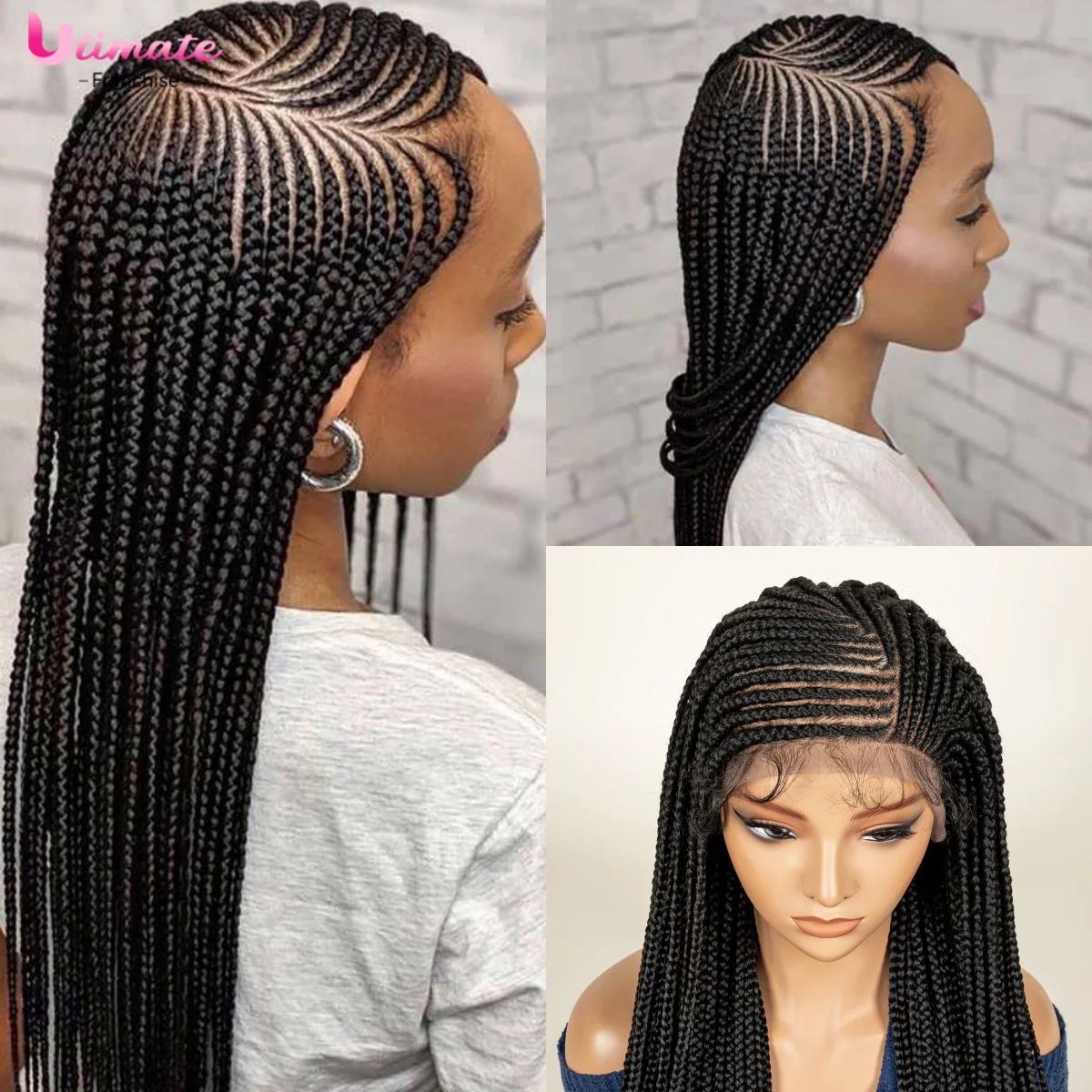 New Arrivals 34" Cornrow Braided Wigs Knotless Box Braids Wigs with Baby Hair Full Lace 360 Braid Wig for Women Female wig
New Arrivals 34" Cornrow Braided Wigs Knotless Box Braids Wigs with Baby Hair Full Lace 360 Braid Wig for Women Female wig