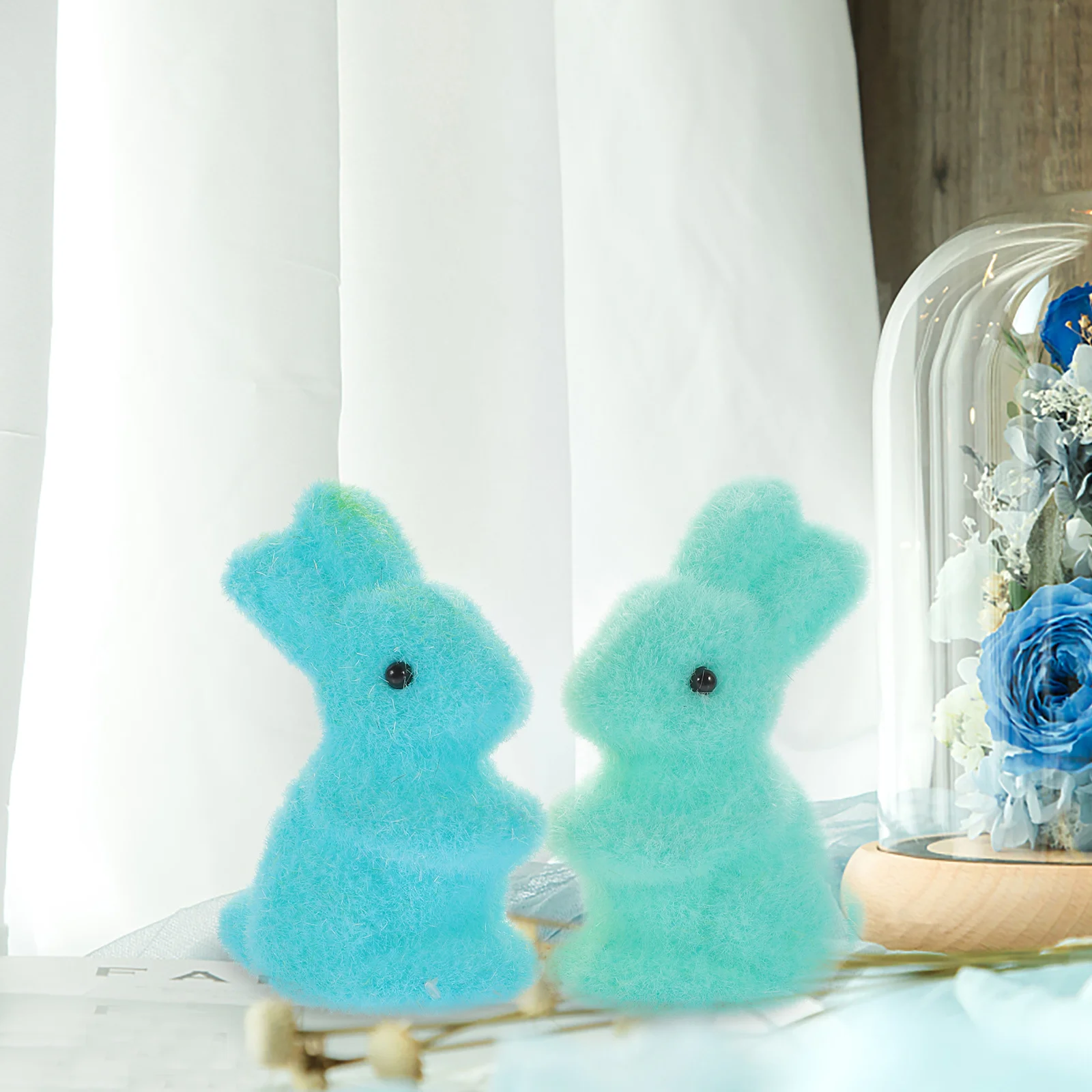 6Pcs Mini Rabbit Statues Desktop Bunny Decor for Office Garden Tabletop Easter Party Micro Landscape Creative Rabbit Craft