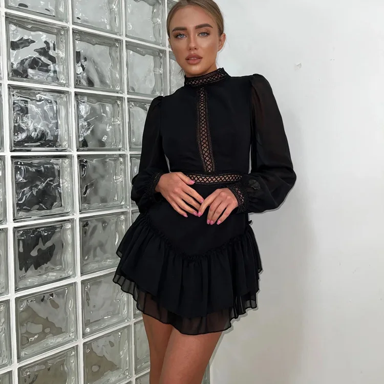 2026 Sexy Stand Collar Long Sleeve Mini Dresses Chiffon Elegant Classic Pleated Female Dress Fashion Loose Black Women's Dress
2026 Sexy Stand Collar Long Sleeve Mini Dresses Chiffon Elegant Classic Pleated Female Dress Fashion Loose Black Women's Dress