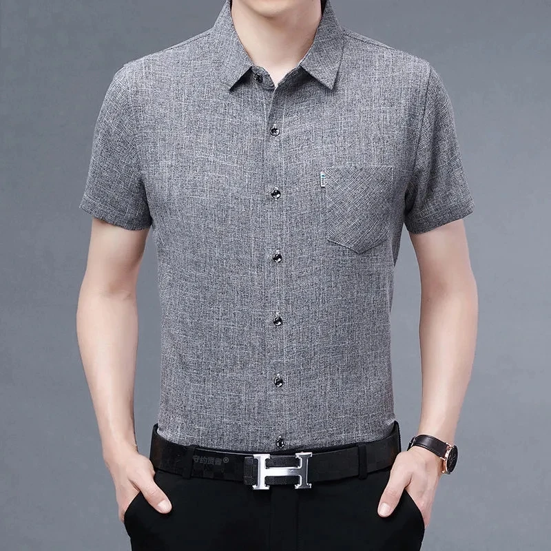 Shirt Men Clothing Summer Cotton Linen Short-Sleeved Casual Tops Vintage Clothes Lapel Pocket Blouse Solid Camisas Masculinas
Shirt Men Clothing Summer Cotton Linen Short-Sleeved Casual Tops Vintage Clothes Lapel Pocket Blouse Solid Camisas Masculinas