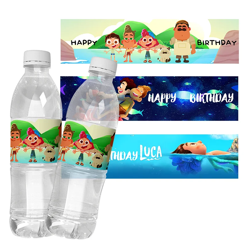 6pcs Disney Movie Luca Birthday Party Mineral Water Bottle Labels Stickers Kids Baby Shower Supplies Decor self-adhesive Sticker
6pcs Disney Movie Luca Birthday Party Mineral Water Bottle Labels Stickers Kids Baby Shower Supplies Decor self-adhesive Sticker