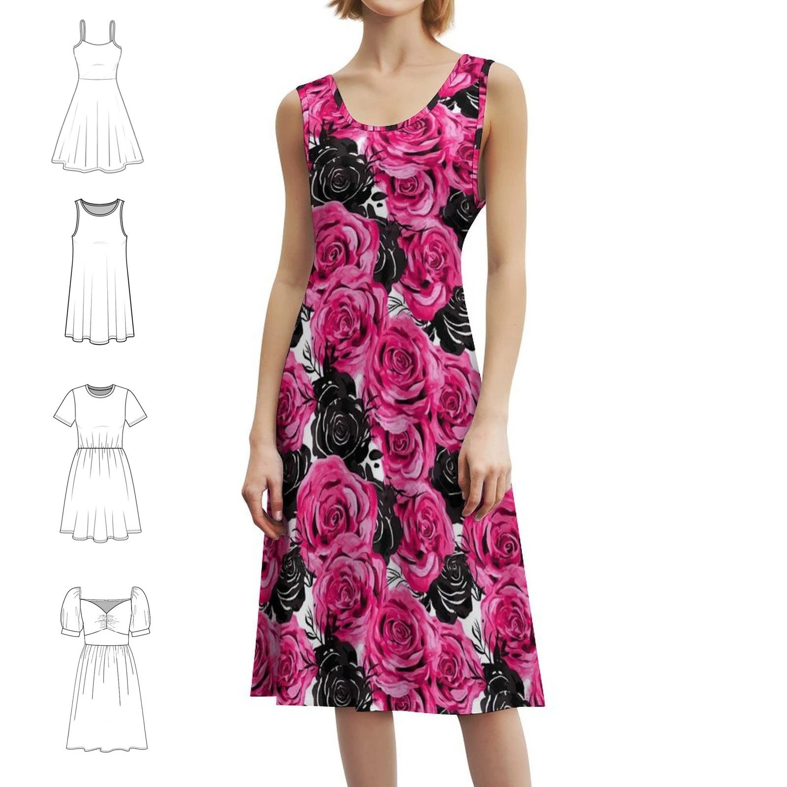Pink And Black Watercolor Roses Pattern Korean Style Dress For Women Elegant Casual Dress For Party Or Daily Wear Pink And
Pink And Black Watercolor Roses Pattern Korean Style Dress For Women Elegant Casual Dress For Party Or Daily Wear Pink And