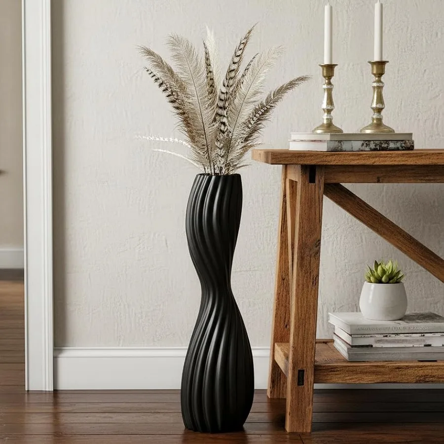 Modern Black Floor Vase 24 Inch Tall S-Shape Striped Resin Vase for Living Room Office Bedroom Oval Opening Sturdy Home Decor f
Modern Black Floor Vase 24 Inch Tall S-Shape Striped Resin Vase for Living Room Office Bedroom Oval Opening Sturdy Home Decor f
