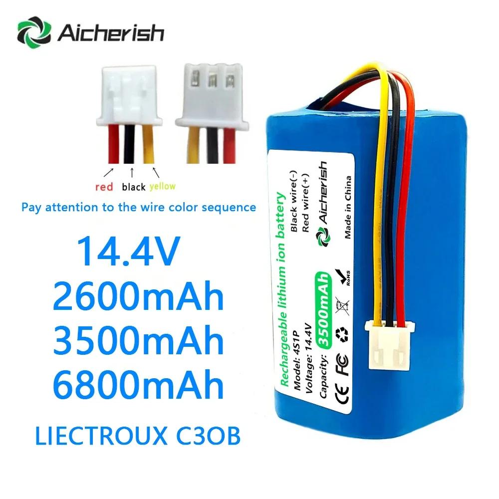 High Capacity Original 14.4V 3500mAh Rechargeable Lithium Batteries,for Robot Vacuum Cleaner Replace Li-ion battery
High Capacity Original 14.4V 3500mAh Rechargeable Lithium Batteries,for Robot Vacuum Cleaner Replace Li-ion battery