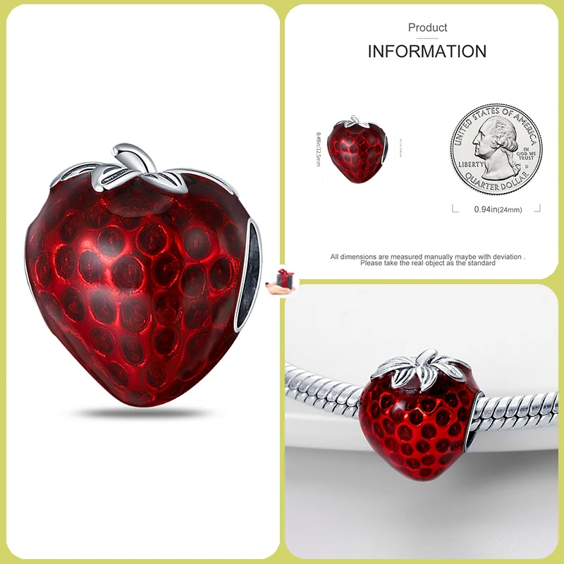 Hot Sale Charms Bead 925 Sterling Silver Bright Red Strawberries Dangle Fit Bangle Bracelet Necklace DIY Jewelry
Hot Sale Charms Bead 925 Sterling Silver Bright Red Strawberries Dangle Fit Bangle Bracelet Necklace DIY Jewelry