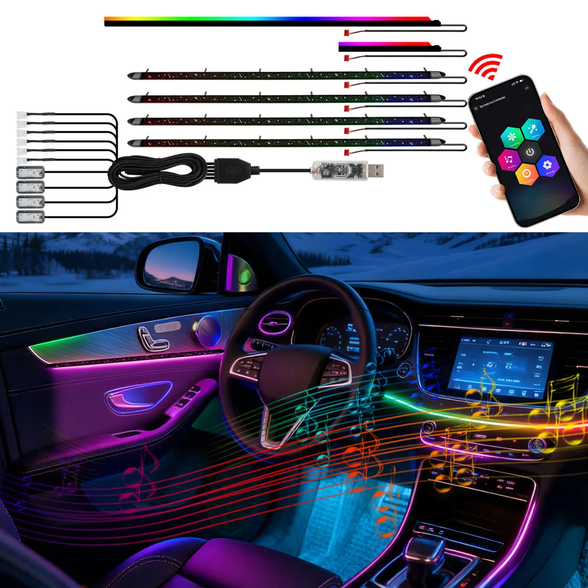 6/10 in 1 Full Color Streamer Car Ambient Light RGB 72 Colorful LED Neon Interior Rainbow Acrylic Symphony Light Decor strip
6/10 in 1 Full Color Streamer Car Ambient Light RGB 72 Colorful LED Neon Interior Rainbow Acrylic Symphony Light Decor strip