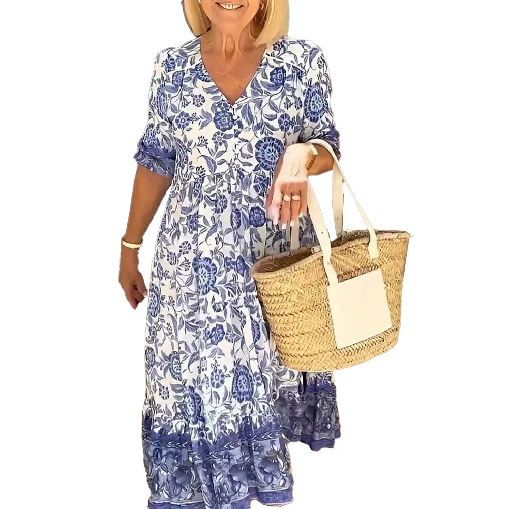 Elevate Your Fashion Game with this Beautiful V Neck Floral Long Dress Perfect for Holiday Party and Beach Plus Size Friendly
Elevate Your Fashion Game with this Beautiful V Neck Floral Long Dress Perfect for Holiday Party and Beach Plus Size Friendly