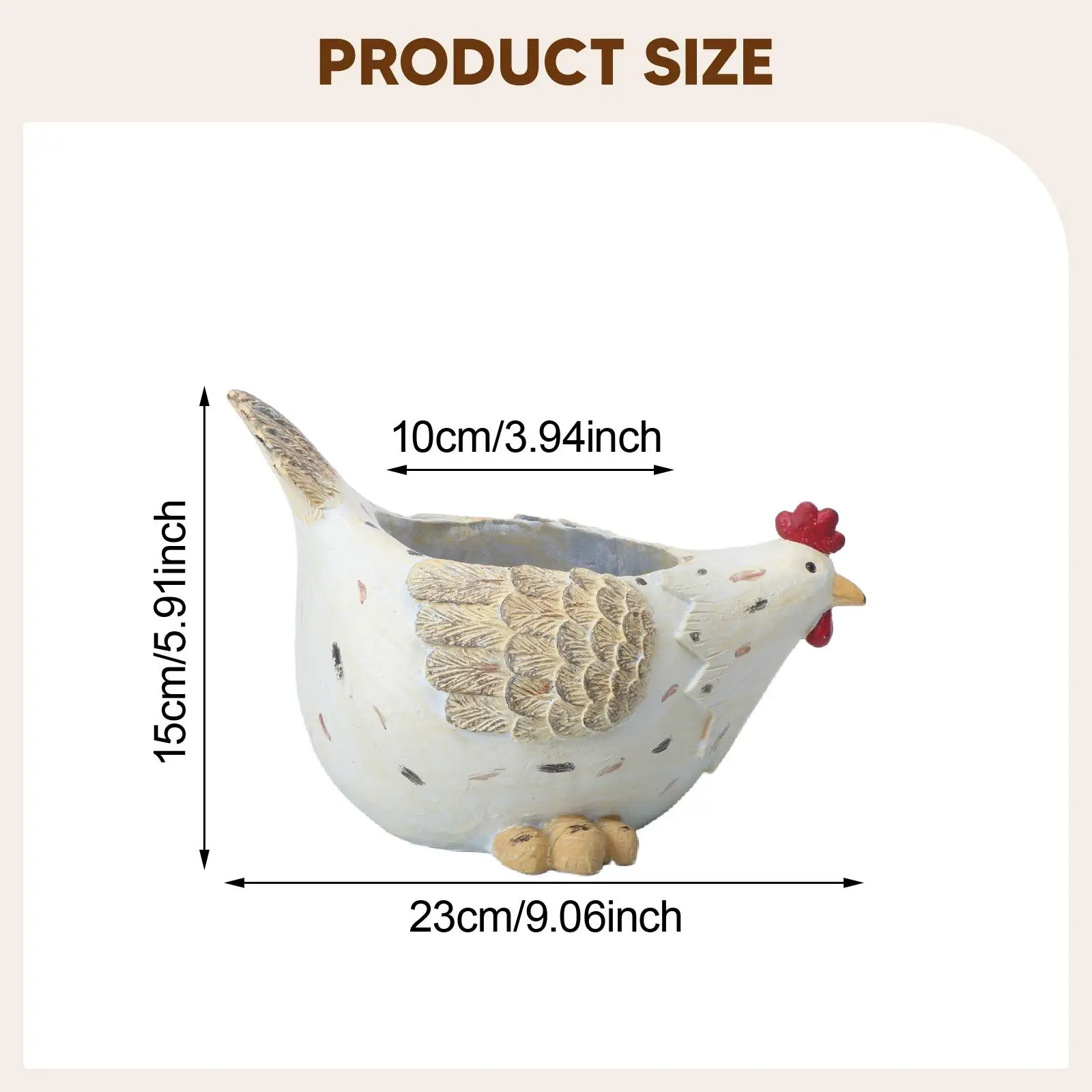 Chicken Statue Planter Hen Flower Pot Holder Ornament Bonsai Miniature Vase for Shelf Indoor Outdoor Plants Halloween Desk
Chicken Statue Planter Hen Flower Pot Holder Ornament Bonsai Miniature Vase for Shelf Indoor Outdoor Plants Halloween Desk