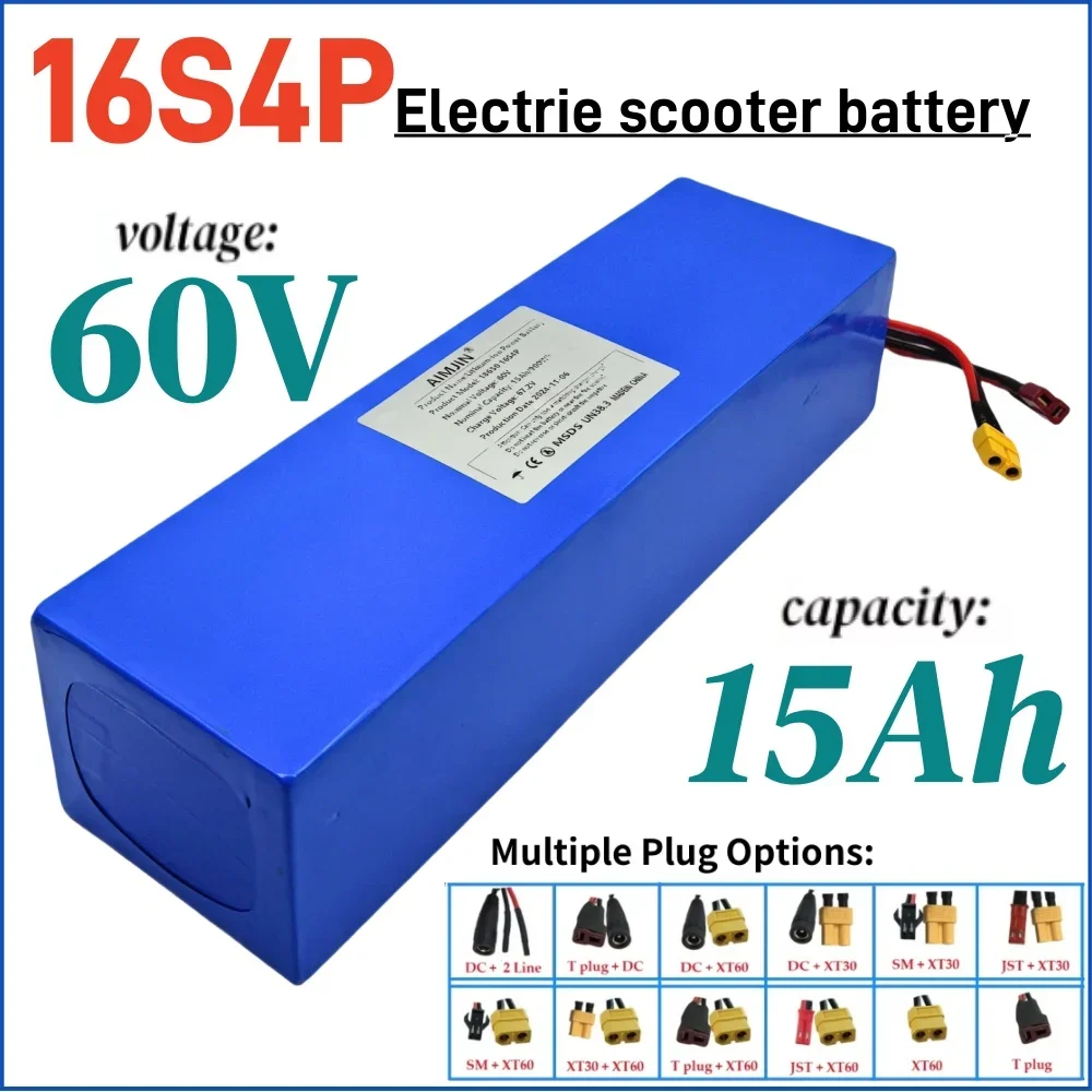16S4P 60V 15Ah battery 2500W high-power 18650 lithium battery with built-in BMS Suitable for Motorcycle, Scooter, Bicycle
16S4P 60V 15Ah battery 2500W high-power 18650 lithium battery with built-in BMS Suitable for Motorcycle, Scooter, Bicycle
