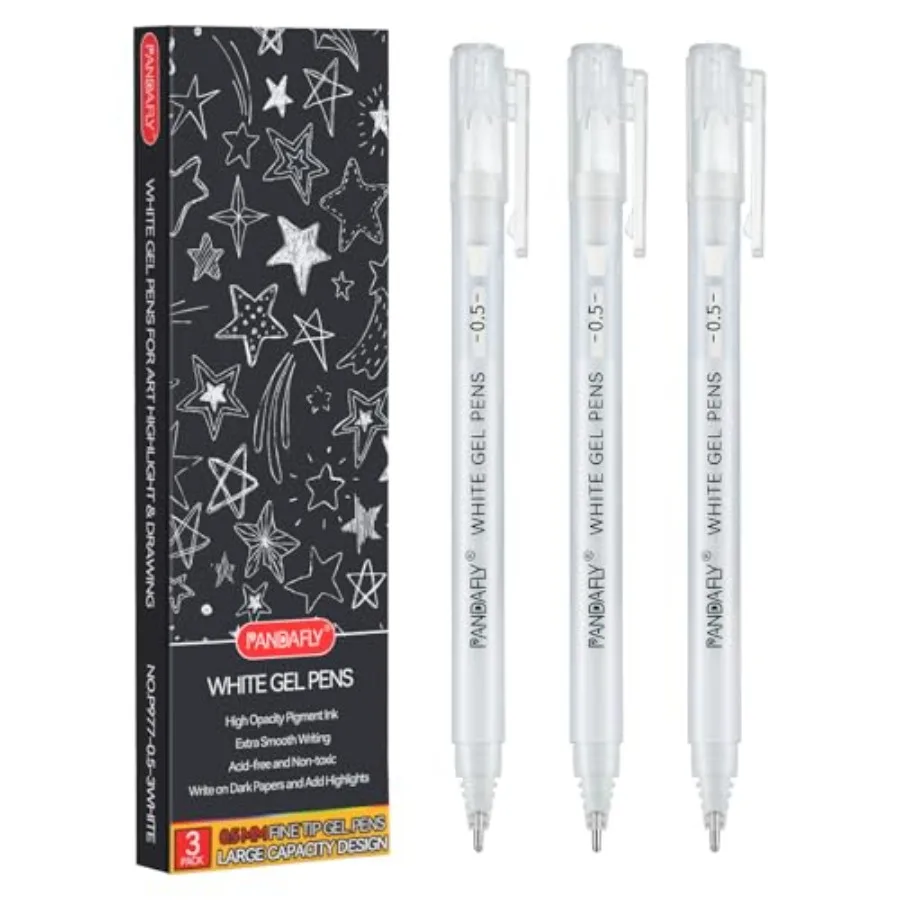 White Gel Pens, 0.5mm Extra Fine Point Opaque Archival Ink Pen for Journaling, Art, or Drawing - For Artist Gifts, Holiday Gift
White Gel Pens, 0.5mm Extra Fine Point Opaque Archival Ink Pen for Journaling, Art, or Drawing - For Artist Gifts, Holiday Gift