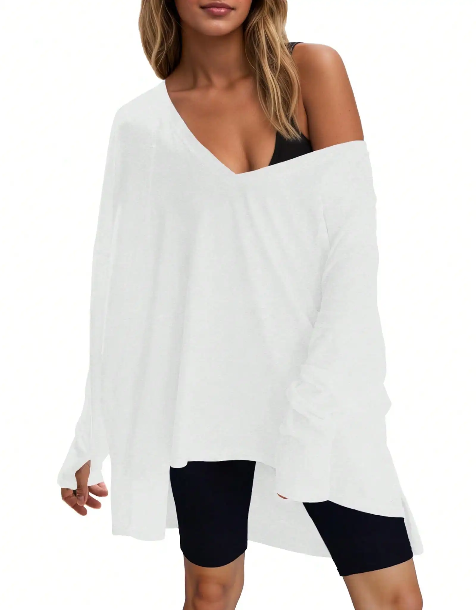 Fisoew женские топы для тренировок с длинными рукавами, большая спортивная одежда, туника с v-образным вырезом, спортивные майки для йоги с отверстиями для большого пальца
Fisoew женские топы для тренировок с длинными рукавами, большая спортивная одежда, туника с v-образным вырезом, спортивные майки для йоги с отверстиями для большого пальца