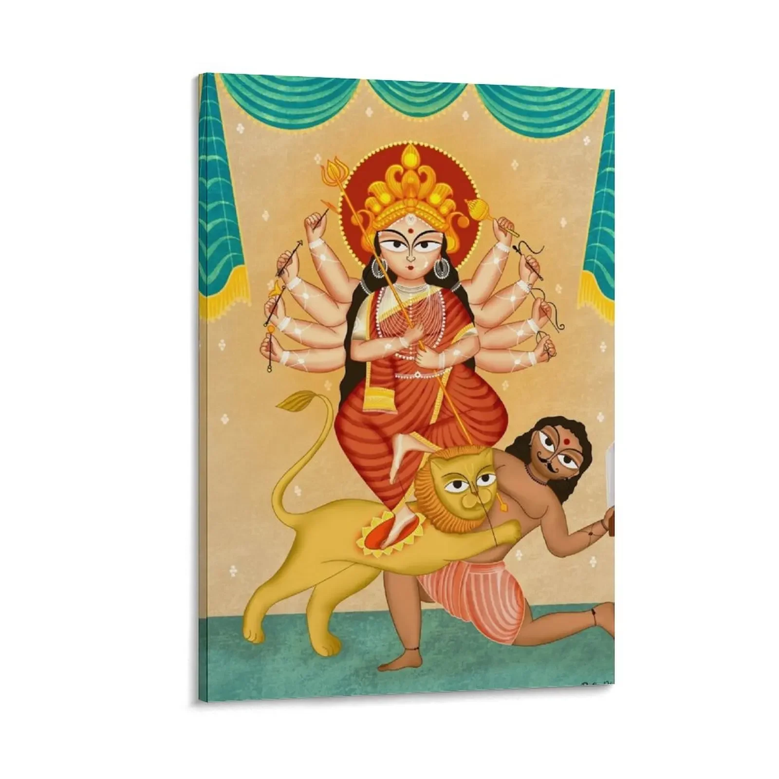 Goddess Durga.. painted in traditional Kalighat pattachitra folk art style Canvas Painting canvas wall art art mural
Goddess Durga.. painted in traditional Kalighat pattachitra folk art style Canvas Painting canvas wall art art mural