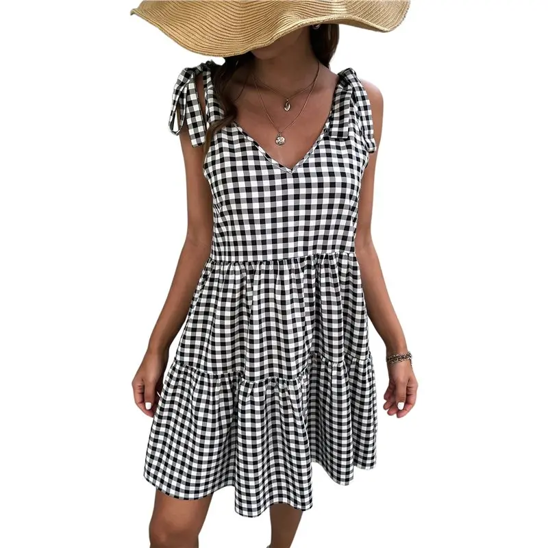CYL-Women's Plaid Tie Shoulder Mini Dress Ruffle Hem Deep V Neck Sleeveless A Line Y2k Dresses
CYL-Women's Plaid Tie Shoulder Mini Dress Ruffle Hem Deep V Neck Sleeveless A Line Y2k Dresses