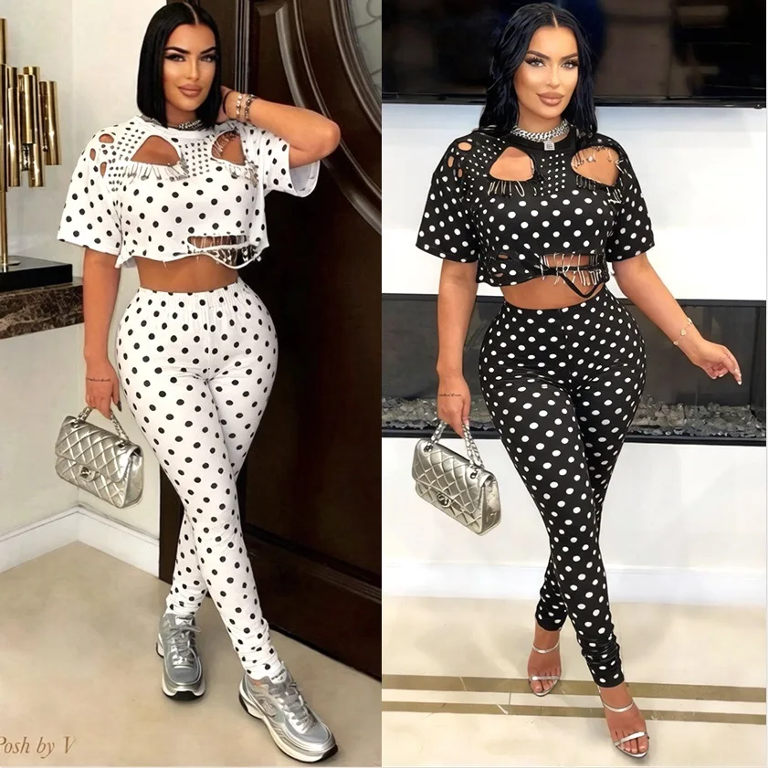 Summer Polka Dot Tops 2 Piece Pant Set Outfits 2026 Women Y2K Tracksuit Sexy Ripped Hollow Out Crop T Shirts Two Piece Sets
Summer Polka Dot Tops 2 Piece Pant Set Outfits 2026 Women Y2K Tracksuit Sexy Ripped Hollow Out Crop T Shirts Two Piece Sets