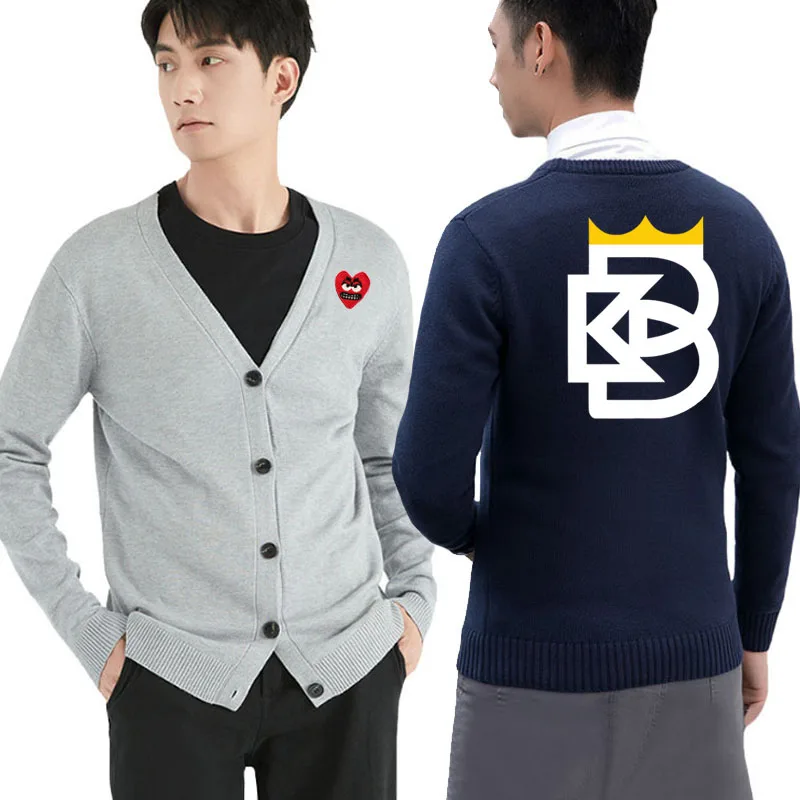 Black White Printing Men Cardigan Cotton Cool Snag Heart Embroidery V-Neck Single Breasted Long Sleeves Autumn Fit Sweater
Black White Printing Men Cardigan Cotton Cool Snag Heart Embroidery V-Neck Single Breasted Long Sleeves Autumn Fit Sweater