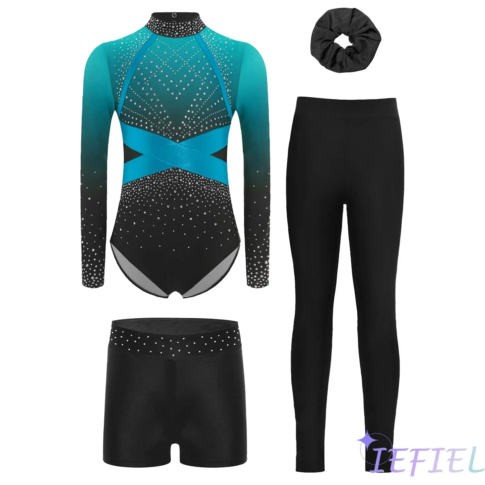 4Pcs Girls Ballet Dance Figure Skating Performance Costume Long Sleeve Color Block Ballerina Leotard+Shorts+Leggings+Headwear
4Pcs Girls Ballet Dance Figure Skating Performance Costume Long Sleeve Color Block Ballerina Leotard+Shorts+Leggings+Headwear