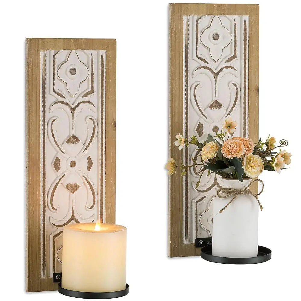 Wood Wall Candle Holder For Farmhouse White - Decorative Pillar Candle Holders For Wall Decor Vintage Shabby-Chic Wooden
Wood Wall Candle Holder For Farmhouse White - Decorative Pillar Candle Holders For Wall Decor Vintage Shabby-Chic Wooden