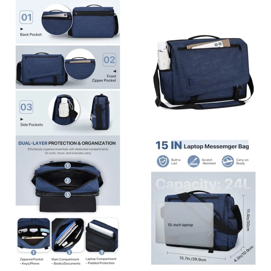 Messenger Bag for Men, Lightweight Water Resistant 15.6 In Laptop Bag Business Office Satchel Shoulder Bag
Messenger Bag for Men, Lightweight Water Resistant 15.6 In Laptop Bag Business Office Satchel Shoulder Bag