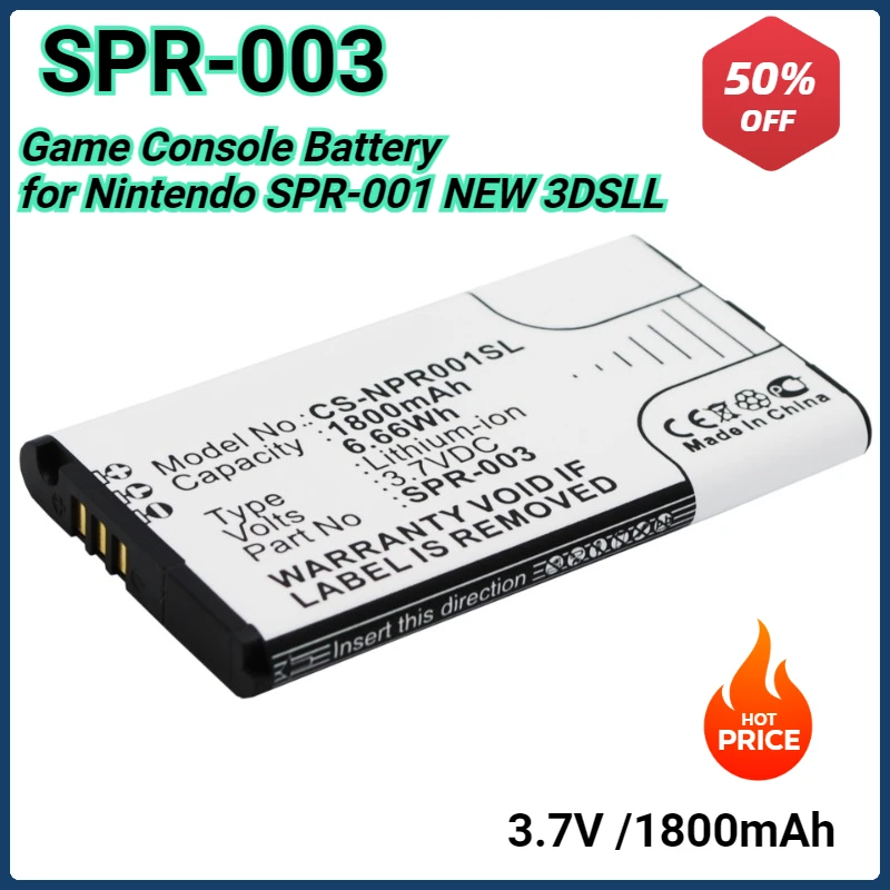 SPR-003 Game Console 1800mAh 3.7V Rechargeable Battery for Nintendo DS XL 2015 SPR-001 NEW 3DSLL 3DSLL SPR-A-BPAA-CO SPR-001
SPR-003 Game Console 1800mAh 3.7V Rechargeable Battery for Nintendo DS XL 2015 SPR-001 NEW 3DSLL 3DSLL SPR-A-BPAA-CO SPR-001