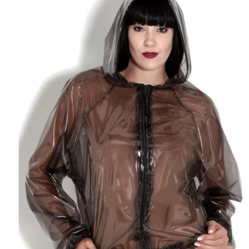 Women PVC Fully Transparent Jacket Casual Plastics Sweatshirts With Drawstring Cap Loose Crop Tops Zip-up Hoodies Nightclub
Women PVC Fully Transparent Jacket Casual Plastics Sweatshirts With Drawstring Cap Loose Crop Tops Zip-up Hoodies Nightclub