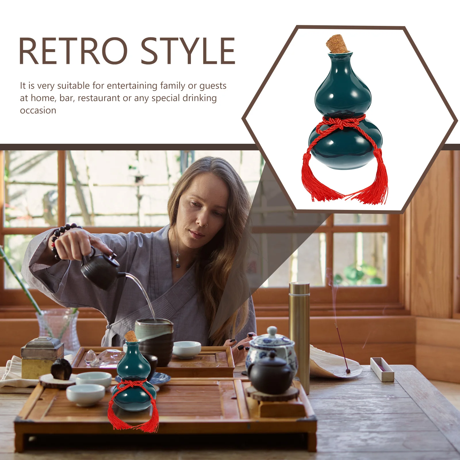 Gourd Wine Bottle Ceramic Container Lightweight Smooth Rim Multi-Function Sealing Wine Storage Holder for Bar Hotel Restaurant
Gourd Wine Bottle Ceramic Container Lightweight Smooth Rim Multi-Function Sealing Wine Storage Holder for Bar Hotel Restaurant