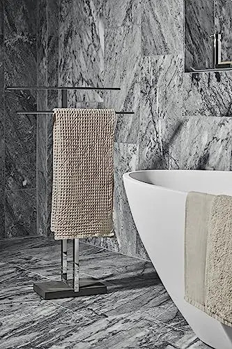 Stainless Steel Freestanding Towel Stand Featuring Dual Horizontal Hanging Rods
Stainless Steel Freestanding Towel Stand Featuring Dual Horizontal Hanging Rods