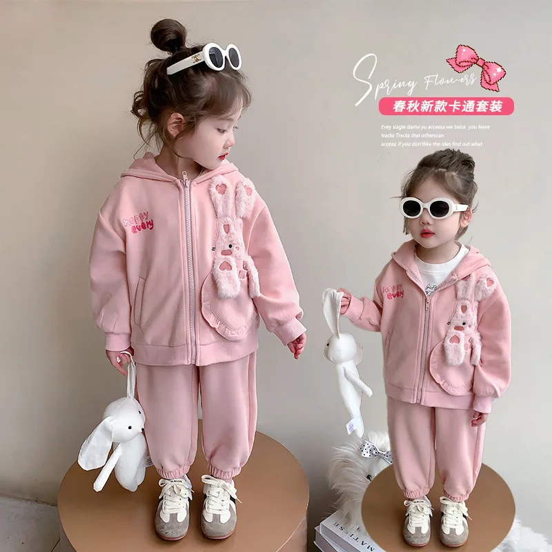 Kawaii Girl Sweatsuit Pants Set Student Spring and Autumn Casual Zipper Hooded Tops Long Pants 2-Piece Set Children's Clothing
Kawaii Girl Sweatsuit Pants Set Student Spring and Autumn Casual Zipper Hooded Tops Long Pants 2-Piece Set Children's Clothing