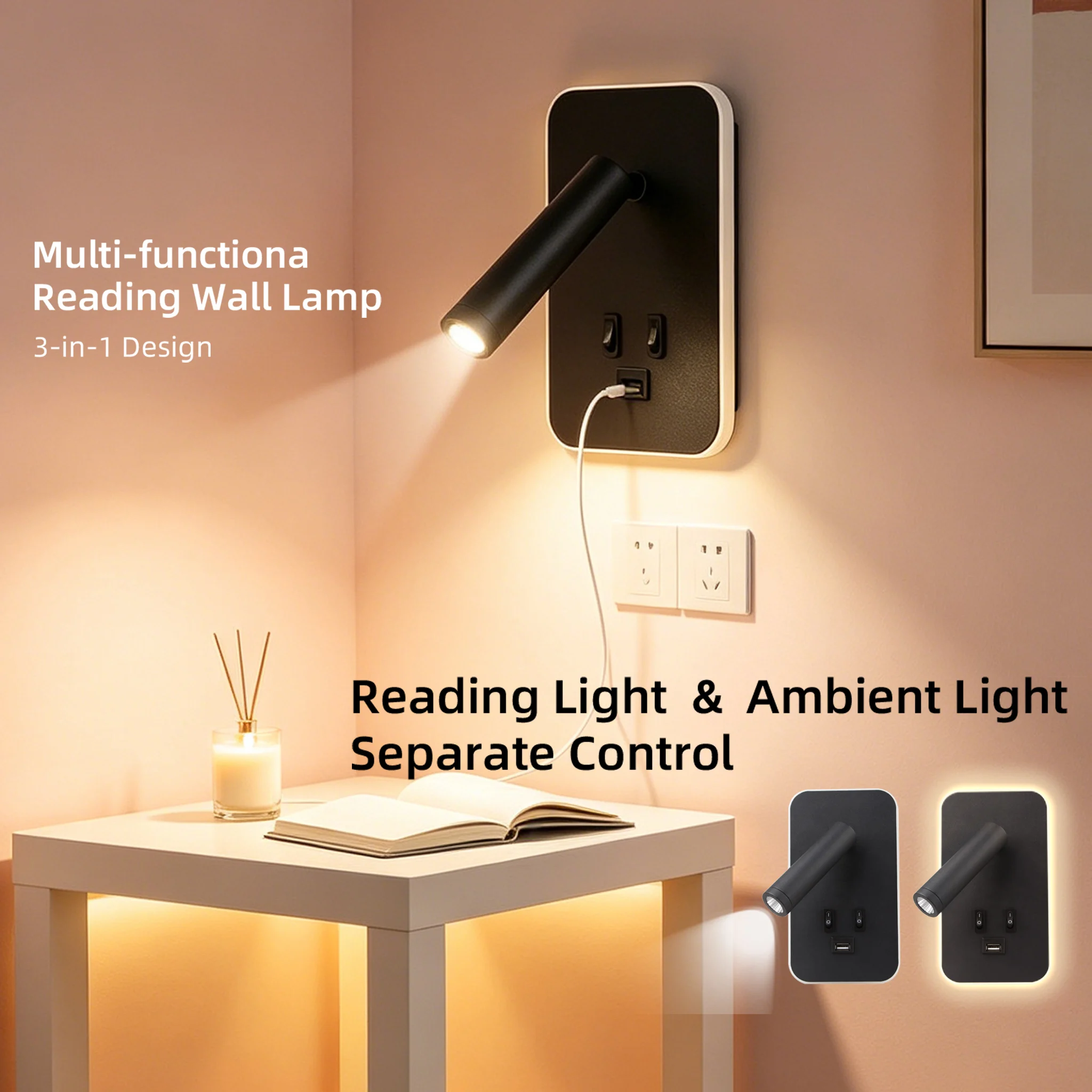 Bedroom Bedside Reading Light LED Wall Lamp Minimalist Night Book Light Rotatable Reading Lamps for Household Study Office Decor
Bedroom Bedside Reading Light LED Wall Lamp Minimalist Night Book Light Rotatable Reading Lamps for Household Study Office Decor