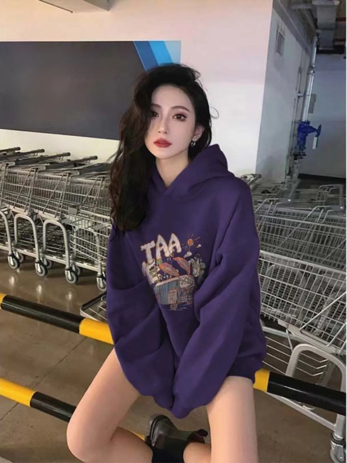 Retro American Purple Hoodie Women Loose Slimming Spring Autumn Small Design Lazy Style Top Coat Polyester Fiber Long Sleeve
Retro American Purple Hoodie Women Loose Slimming Spring Autumn Small Design Lazy Style Top Coat Polyester Fiber Long Sleeve