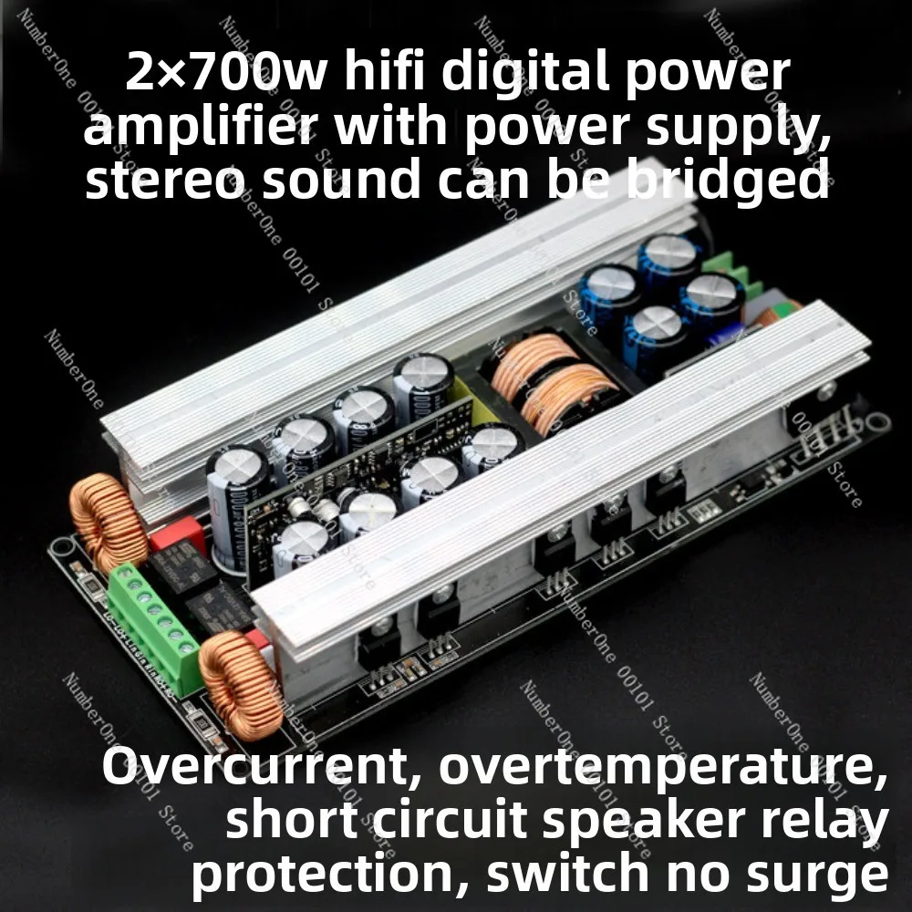 Stereo two-channel digital amplifier board with switching power supply, 2x3456700w bridgable, with speaker protection
Stereo two-channel digital amplifier board with switching power supply, 2x3456700w bridgable, with speaker protection