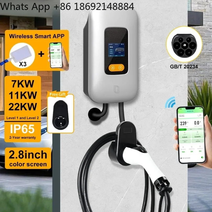 32A EV Charging Station GBT 22KW 3Phase Electric Vehicle Car Charger 7KW 11KW EVSE Wallbox APP Control 5m Cable
32A EV Charging Station GBT 22KW 3Phase Electric Vehicle Car Charger 7KW 11KW EVSE Wallbox APP Control 5m Cable
