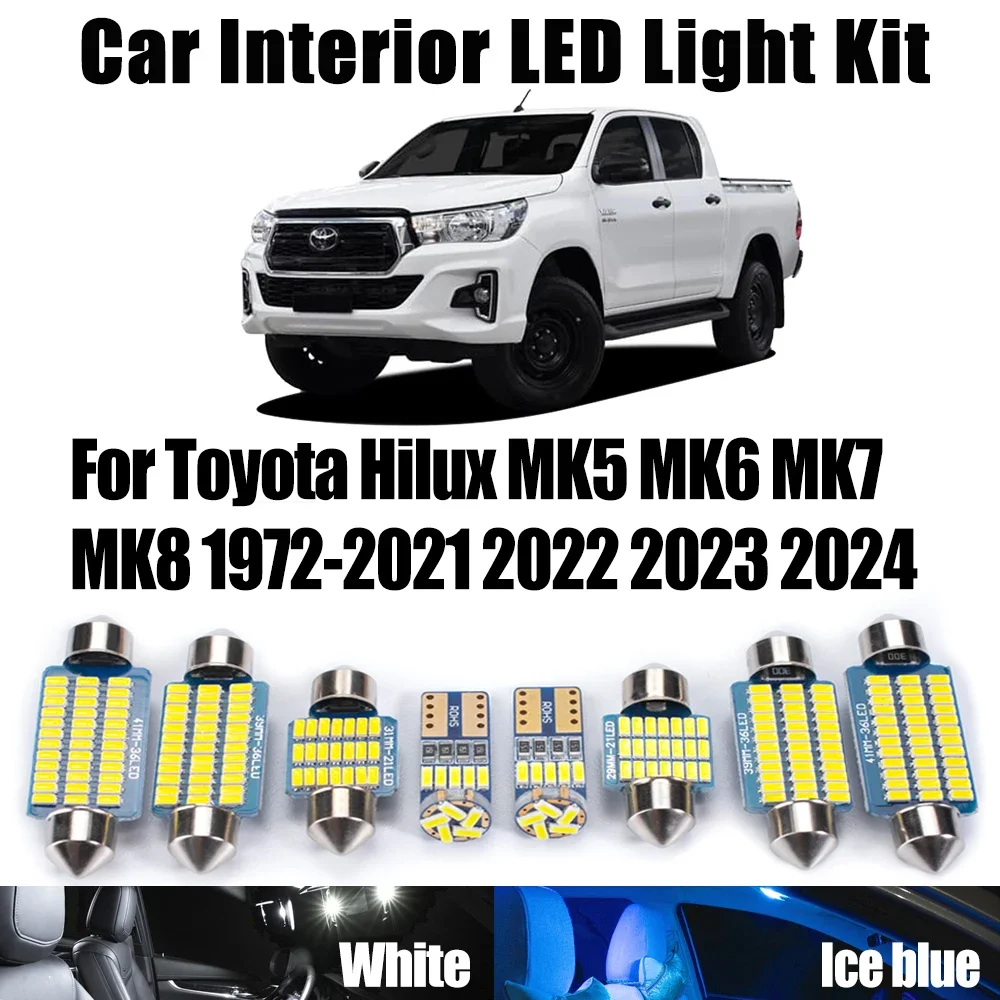 Для Toyota Hilux MK5 MK6 MK7 MK8 1972-2021 2022 2023 2024: Комплект светодиодных внутренних светильников Canbus (карго-лайт, плафон, лампа для чтения)
Для Toyota Hilux MK5 MK6 MK7 MK8 1972-2021 2022 2023 2024: Комплект светодиодных внутренних светильников Canbus (карго-лайт, плафон, лампа для чтения)