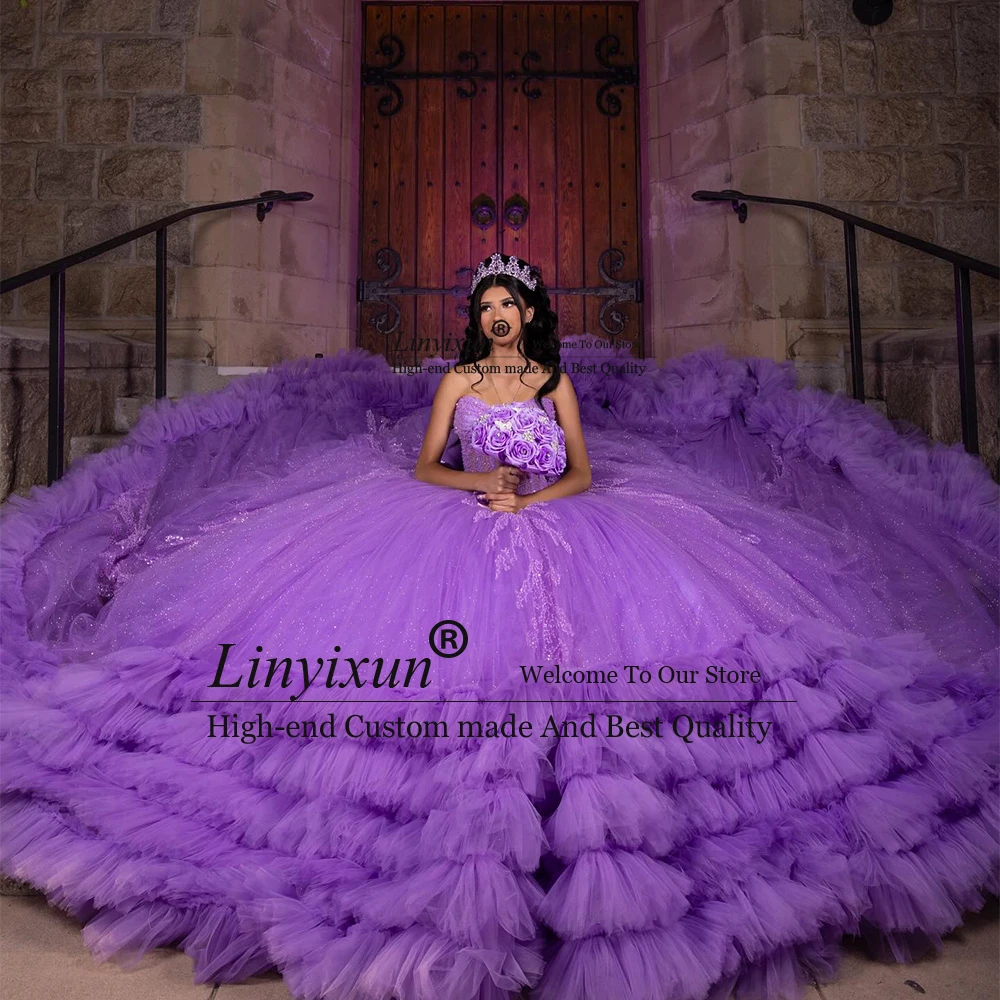 Exquisite Sparkly Applique Ball Gowns for Birthday Party Sweet 16 Tulle Pleats Quinceanera Dress Customized vestidos de gala
Exquisite Sparkly Applique Ball Gowns for Birthday Party Sweet 16 Tulle Pleats Quinceanera Dress Customized vestidos de gala