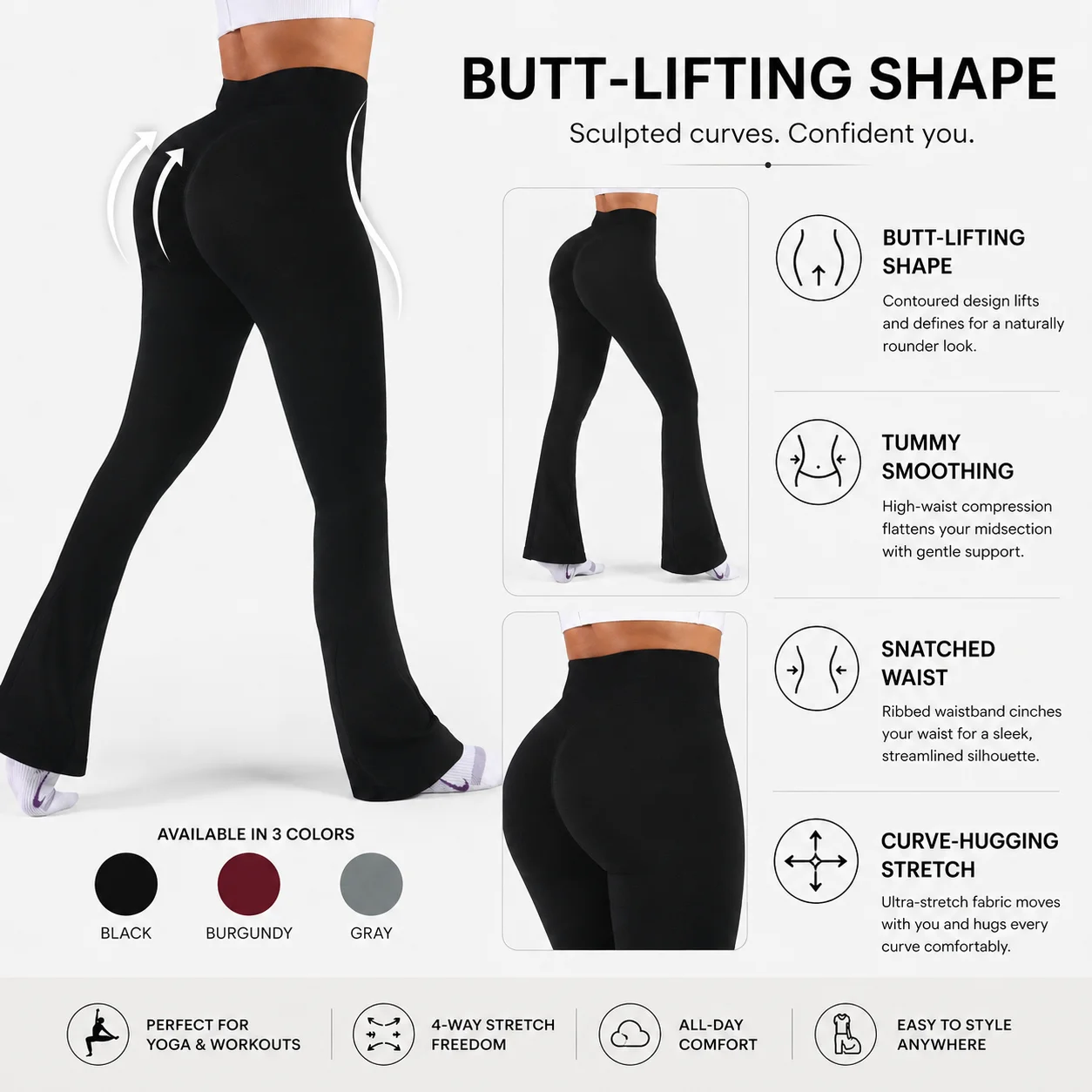 Womens Flared Yoga Pants, High Waisted Flare Leggings Bottom Bootcut Yoga Pants 2 S54a7d8461071472d969e4b56ffb53ed0U