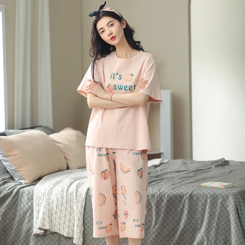 MiiOW 2Pcs Women's Pajamas Set Cute Girls Printed Short Sleeve Shorts Summer Sleepwear Breathable Cotton Woman Pajamas Homewear
MiiOW 2Pcs Women's Pajamas Set Cute Girls Printed Short Sleeve Shorts Summer Sleepwear Breathable Cotton Woman Pajamas Homewear