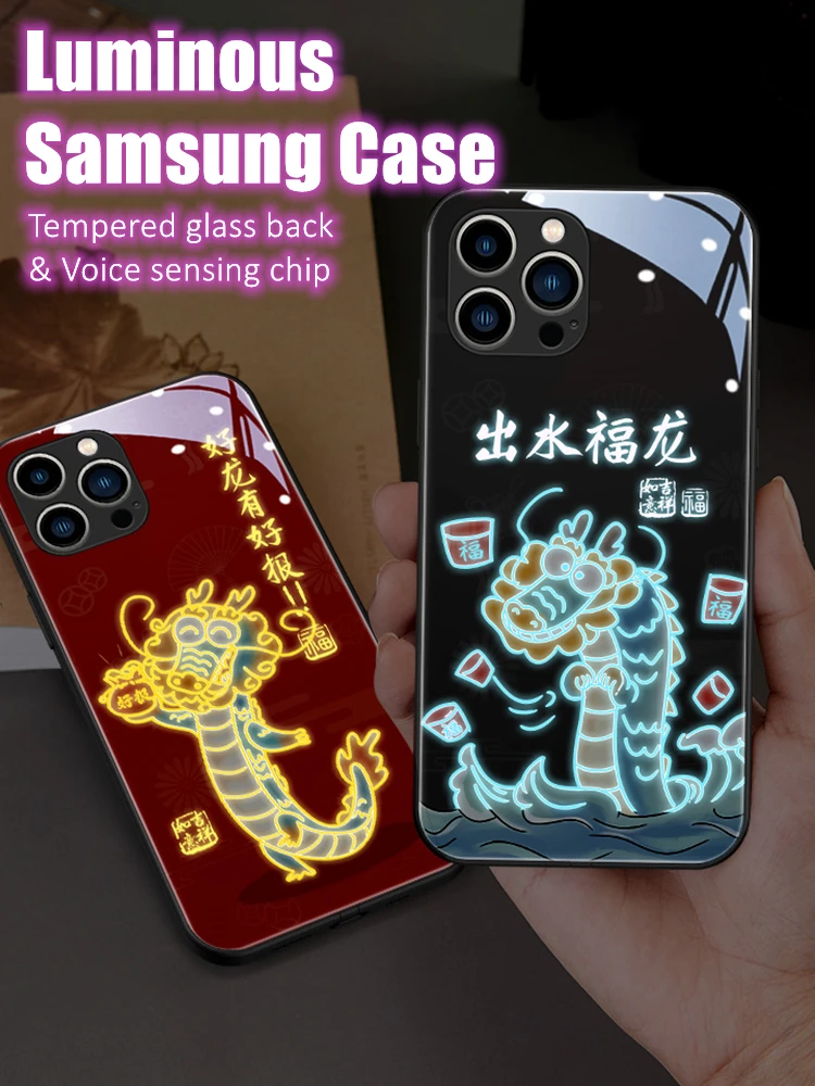 Funny Dragon LED Light Glowing Luminous Tempered Glass Back Phone Case for Samsung S24 S22 S23 Note 10 20 A14 A54 A73 Plus Ultra
Funny Dragon LED Light Glowing Luminous Tempered Glass Back Phone Case for Samsung S24 S22 S23 Note 10 20 A14 A54 A73 Plus Ultra