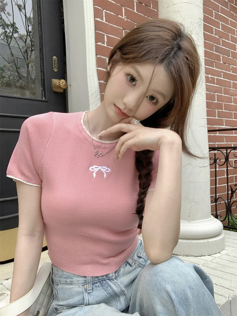 Lace Embroidery Bow Stretch Knit T-Shirt Summer Women Slim Elegant T Shirts Crop Top #korean y2k cloth e-girl fairycore 2000s
Lace Embroidery Bow Stretch Knit T-Shirt Summer Women Slim Elegant T Shirts Crop Top #korean y2k cloth e-girl fairycore 2000s