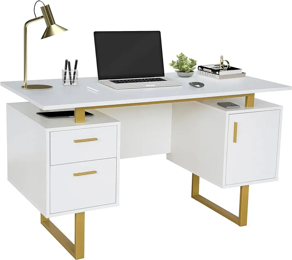 Techni Mobili Storage Drawers and Cabinet 51.25” W-Modern Office Large Floating Desktop Surface Desk, White/Gold
Techni Mobili Storage Drawers and Cabinet 51.25” W-Modern Office Large Floating Desktop Surface Desk, White/Gold