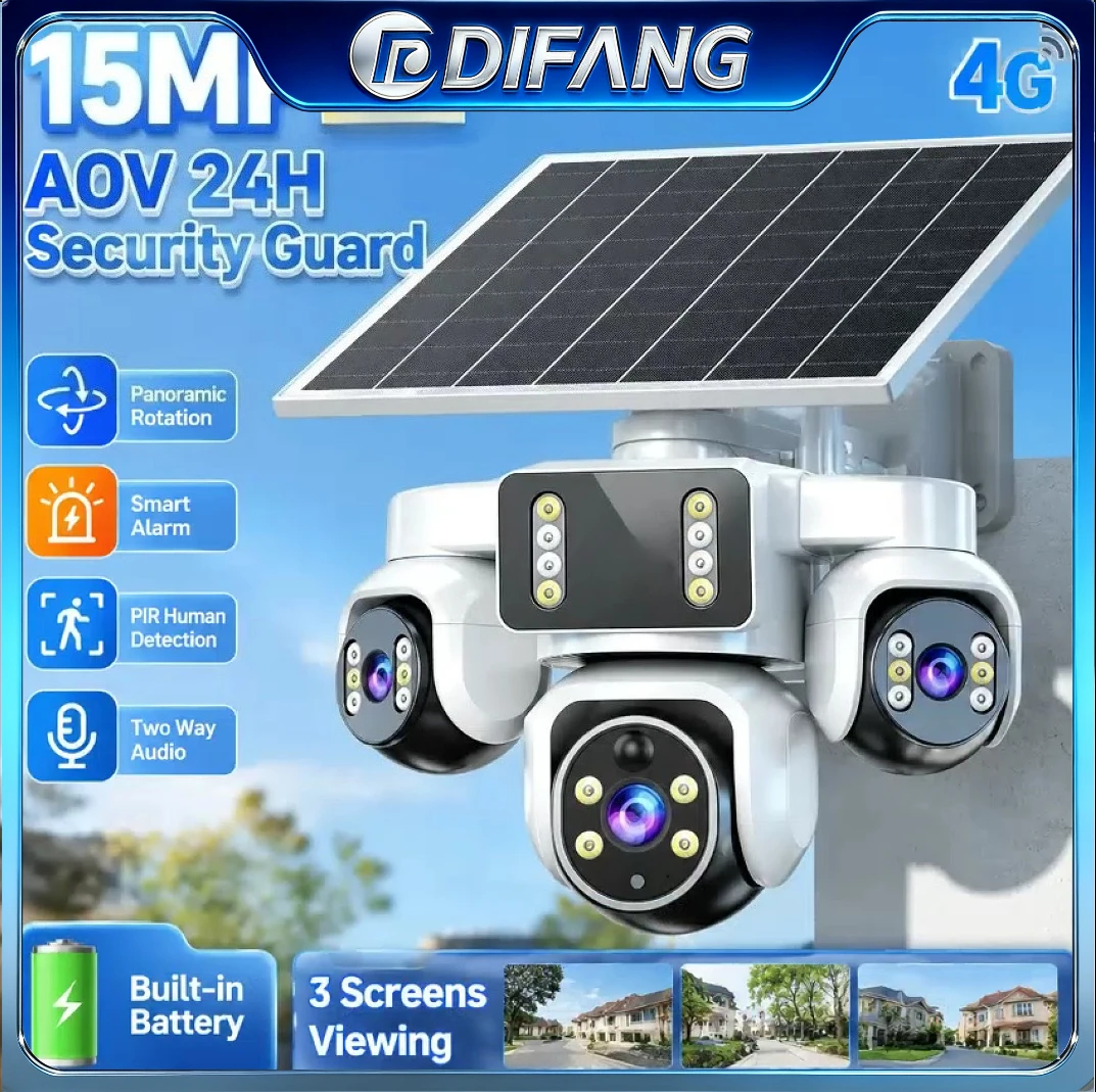 No-Wire Yoosee 15MP 4G AOV Solar Security Camera Outdoor CCTV with 4G SIM Card Solar Powered Battery Surveillance Cam
No-Wire Yoosee 15MP 4G AOV Solar Security Camera Outdoor CCTV with 4G SIM Card Solar Powered Battery Surveillance Cam